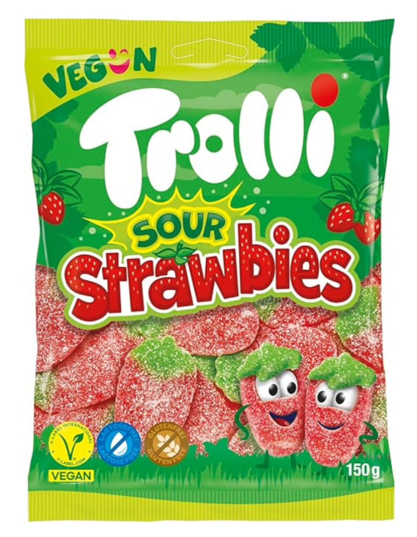 Trolli Sour Strawbies Beutel saure Fruchtgummis Packung 150g