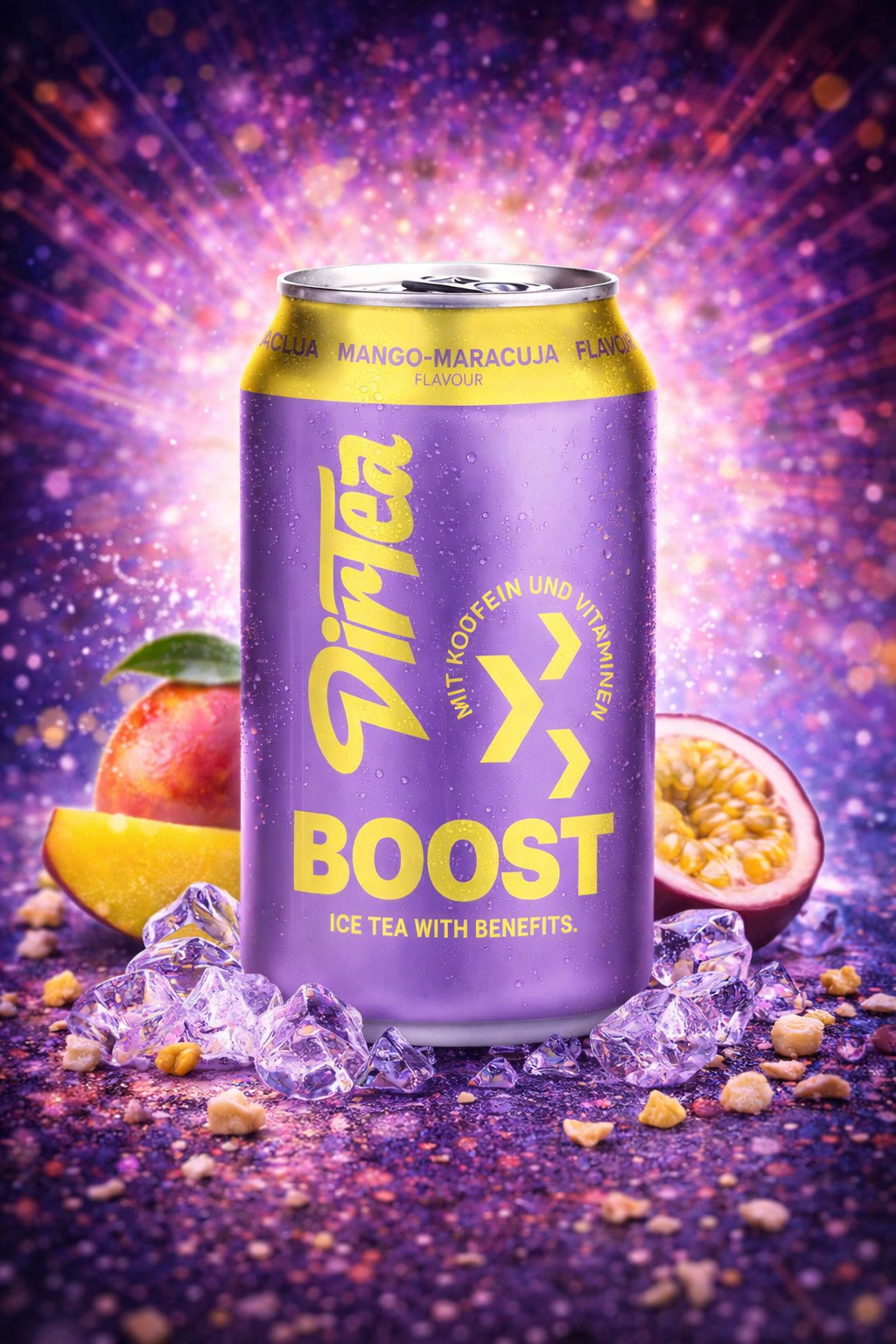 🥭 DirTea Boost Ice Tea Mango-Maracuja ⚡ Erfrischender Eistee mit Koffein & Vitaminen