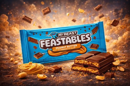 MR BEAST FEASTABLES Peanut Butter Milchschokoladenriegel mit Erdnussbutter, 60g - (USA)