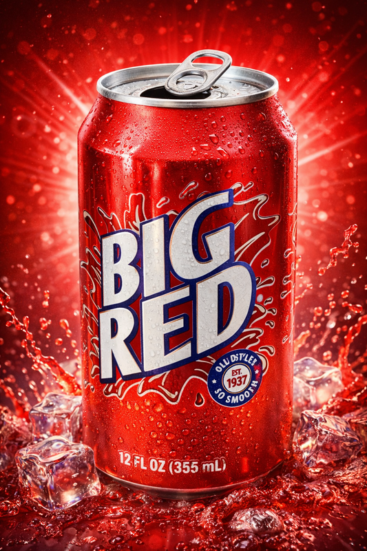 Big Red Cream Soda – Erfrischungsgetränk mit Vanille-Kaugummi-Geschmack (355 ml)