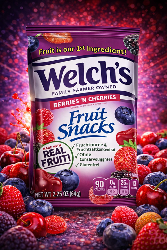 🍒 Welch’s Fruit Snacks – Berries ’n Cherries  Fruchtgummi mit Beeren- & Kirschgeschmack | 64 g Beutel