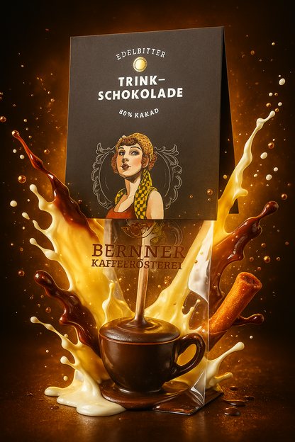 Trinkschokoladenstick Edelbitterschokolade 80% Trinkschokolade am Holzlöffel / Stiel