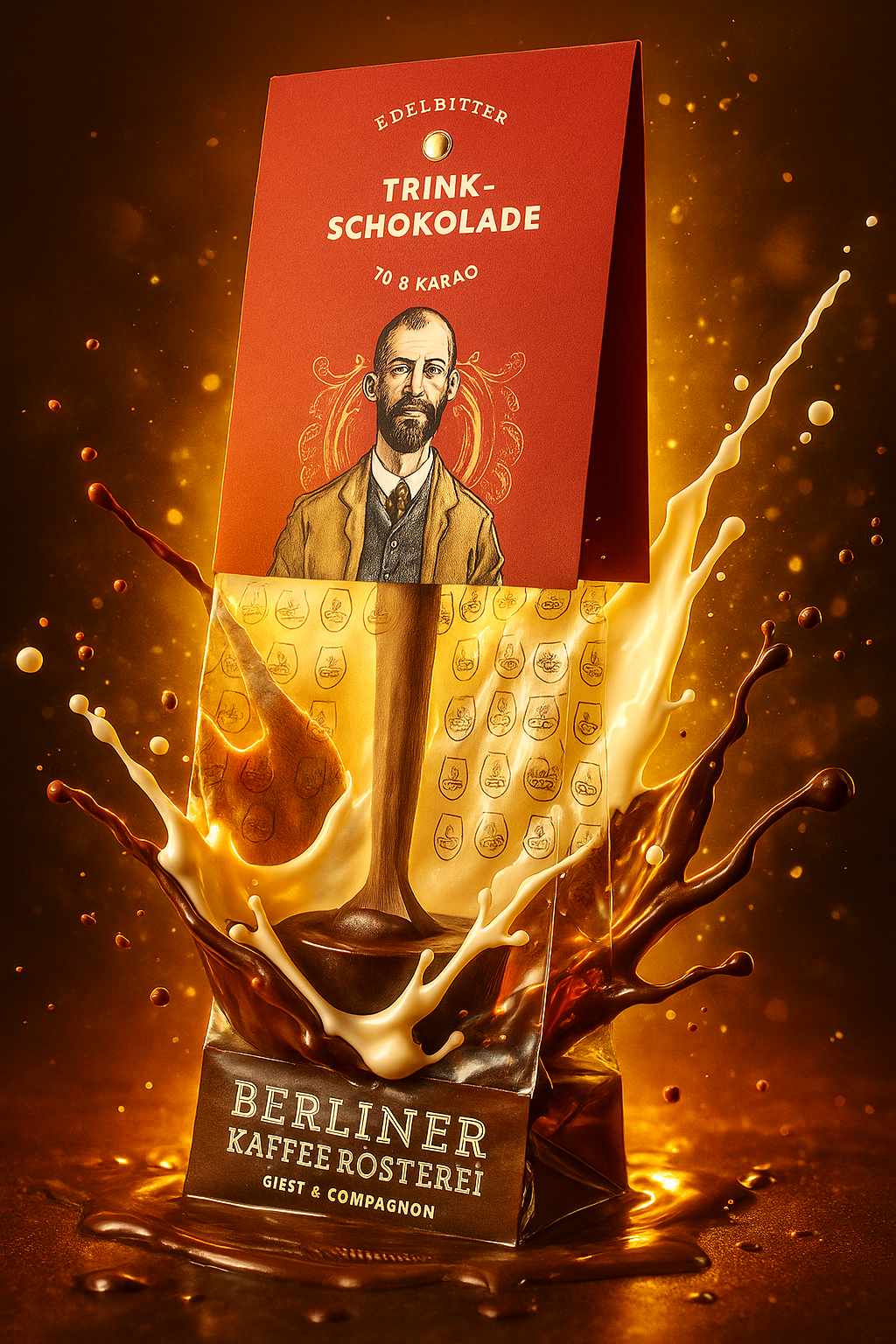 Trinkschokoladenstick Edelbitterschokolade 70% - Trinkschokolade am Holzlöffel / Stiel