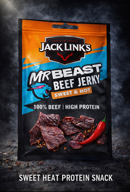 Jack Link’s x MrBeast Beef Jerky Sweet & Hot – Getrocknetes Rindfleisch süß-scharf gewürzt - 20g